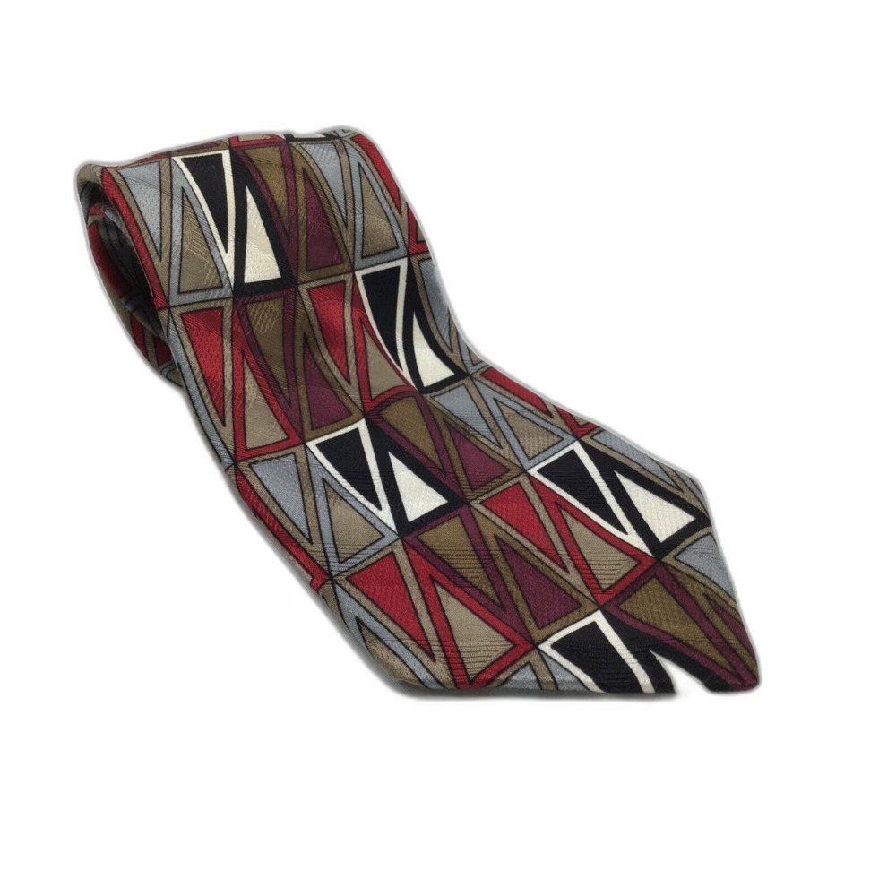 Screenplay Martin Wong Silk Necktie Multicolored Geometric Shapes